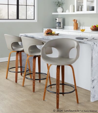 Curva 26 Mid-Century Modern Swivel Counter Stool (Set of 2)