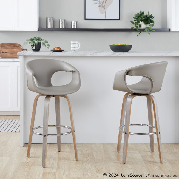 Curva 30 Light Grey Contemporary Swivel Barstool Set of 2 1