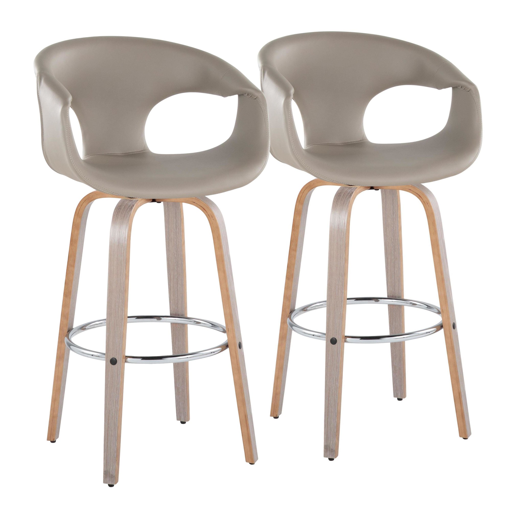 Curva 30 Light Grey Contemporary Swivel Barstool (Set of 2) 3 Curva 30 Light Grey Contemporary Swivel Barstool (Set of 2) - Image 3