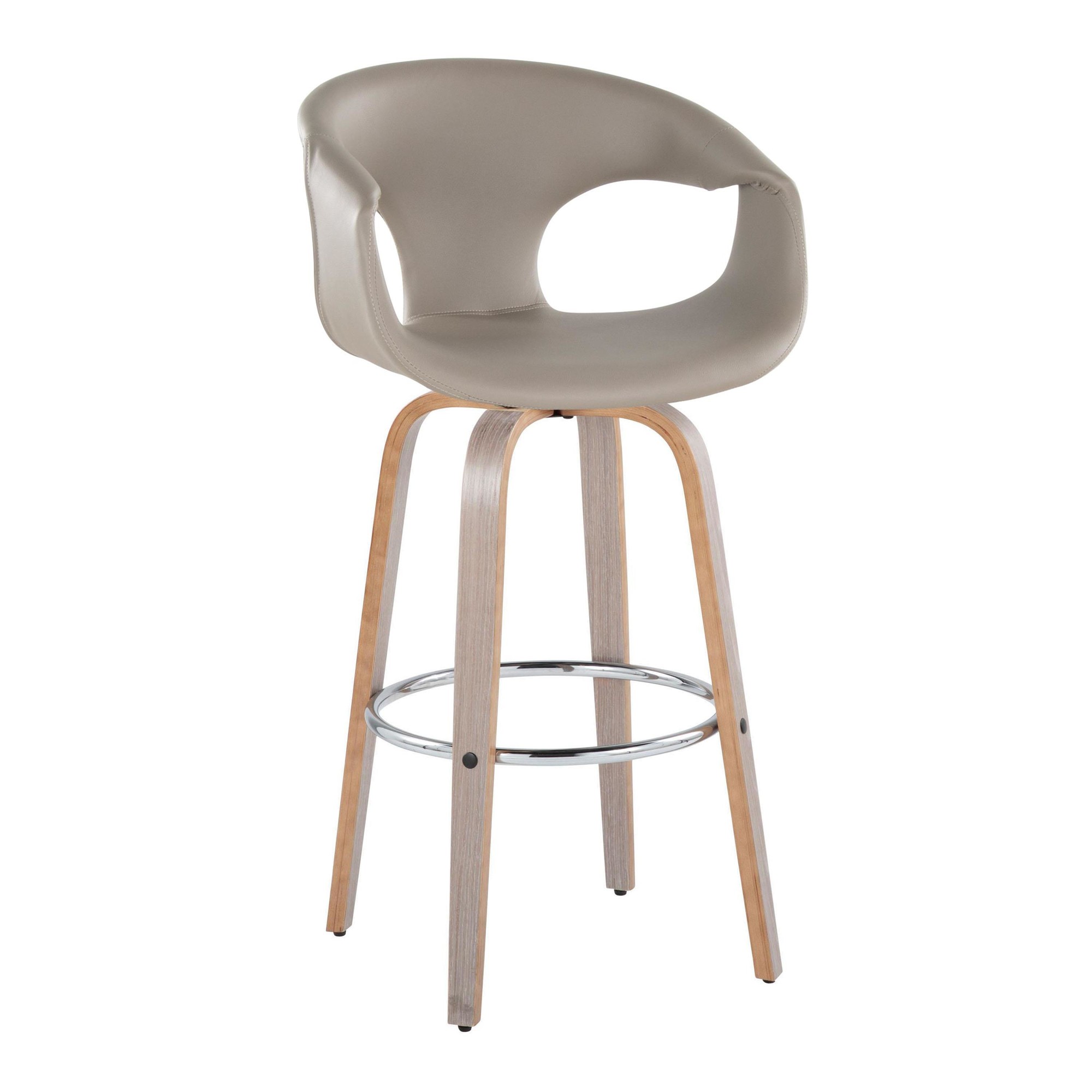 Curva 30 Light Grey Contemporary Swivel Barstool (Set of 2) 4 Curva 30 Light Grey Contemporary Swivel Barstool (Set of 2) - Image 4