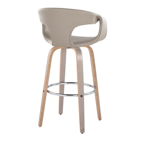 Curva 30 Light Grey Contemporary Swivel Barstool Set of 2 5