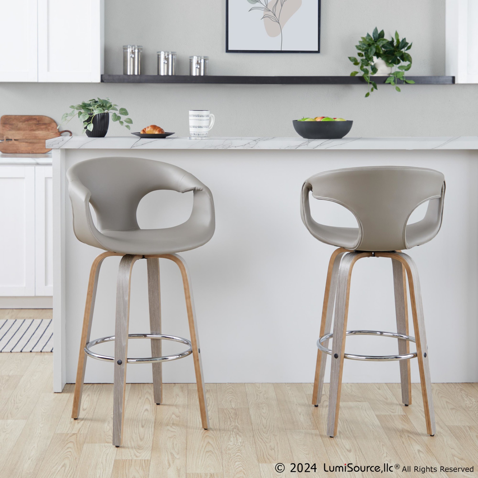 Curva 30 Light Grey Contemporary Swivel Barstool (Set of 2) 1 Curva 30 Light Grey Contemporary Swivel Barstool (Set of 2)