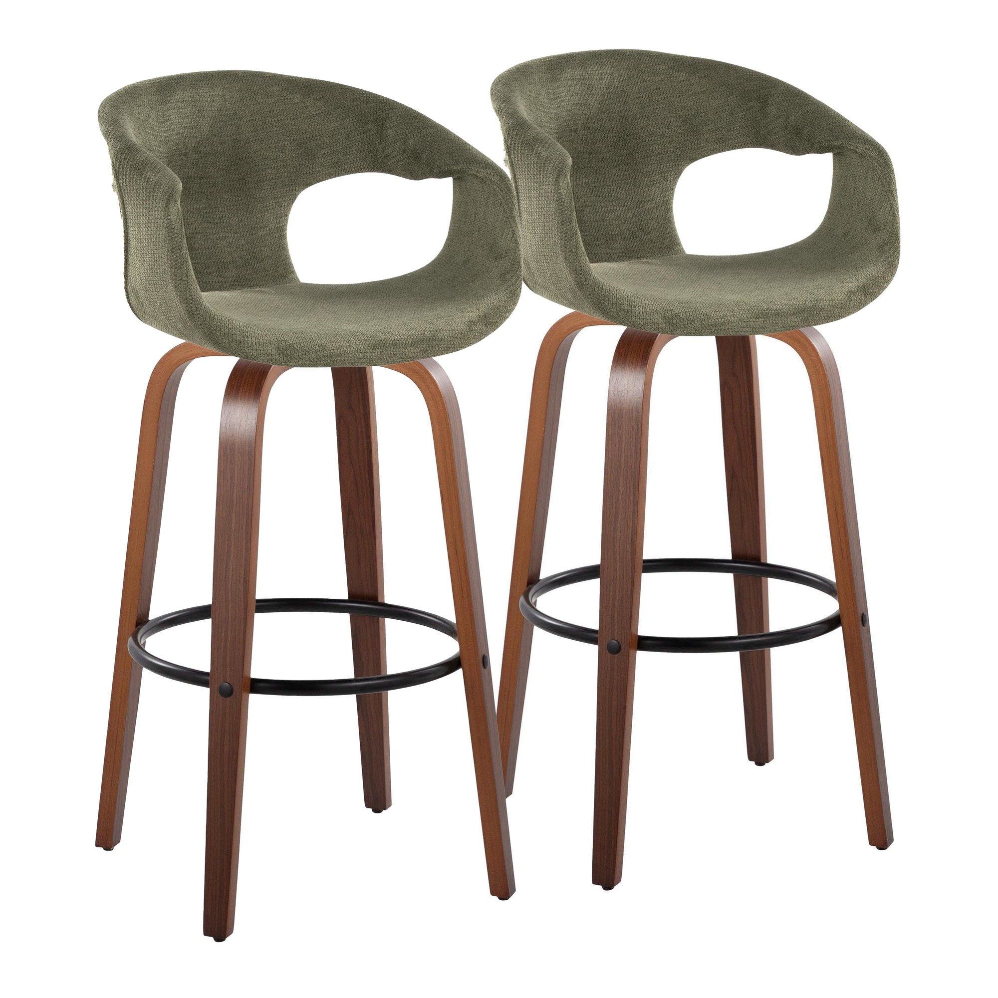 Curva 30 Mid-Century Modern Green Barstool (Set of 2) 3 Curva 30 Mid-Century Modern Green Barstool (Set of 2) - Image 3