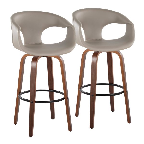 Curva 30 Mid Century Modern Light Grey Swivel Barstool Set of 2 2
