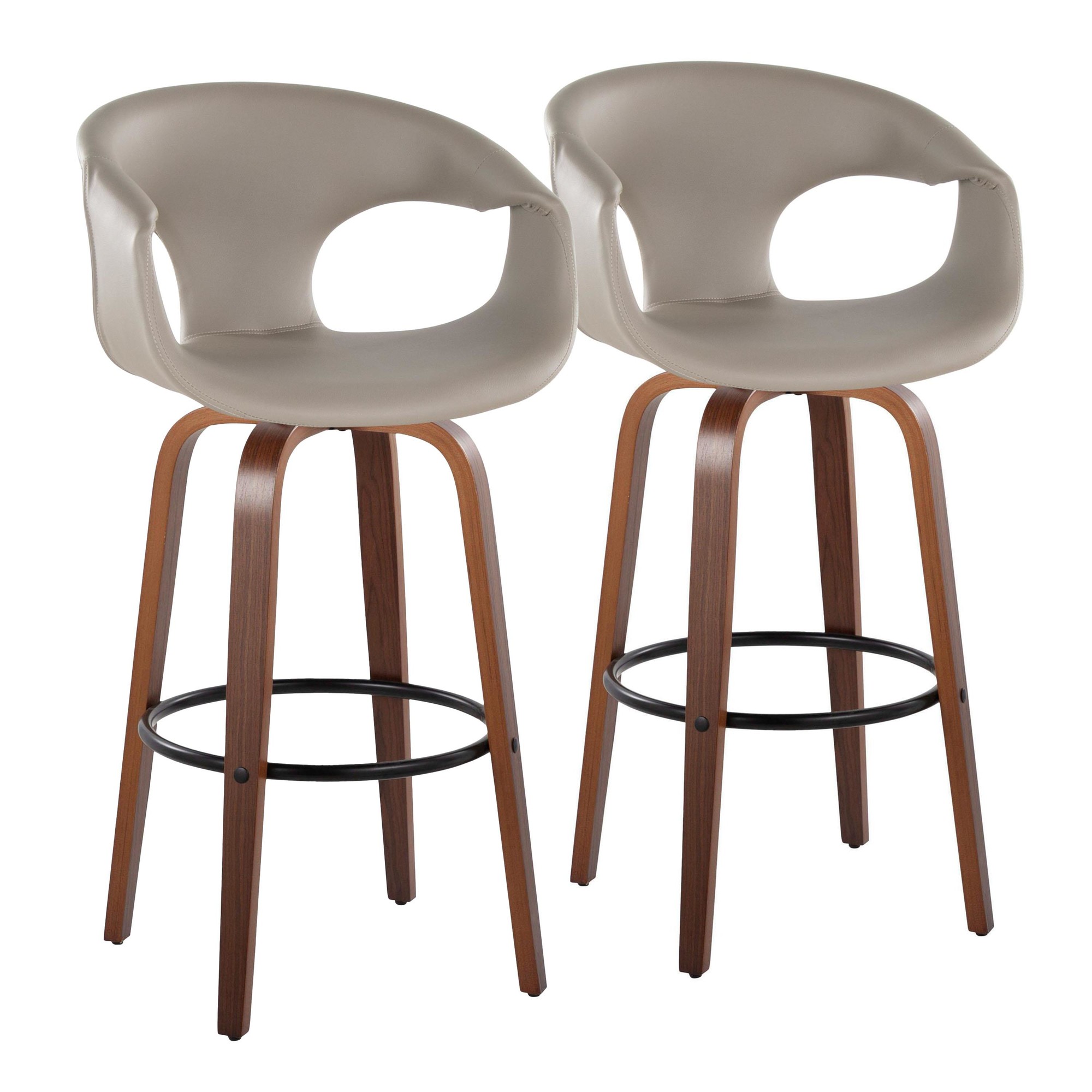 Curva 30 Mid-Century Modern Light Grey Swivel Barstool (Set of 2) 3 Curva 30 Mid-Century Modern Light Grey Swivel Barstool (Set of 2) - Image 3