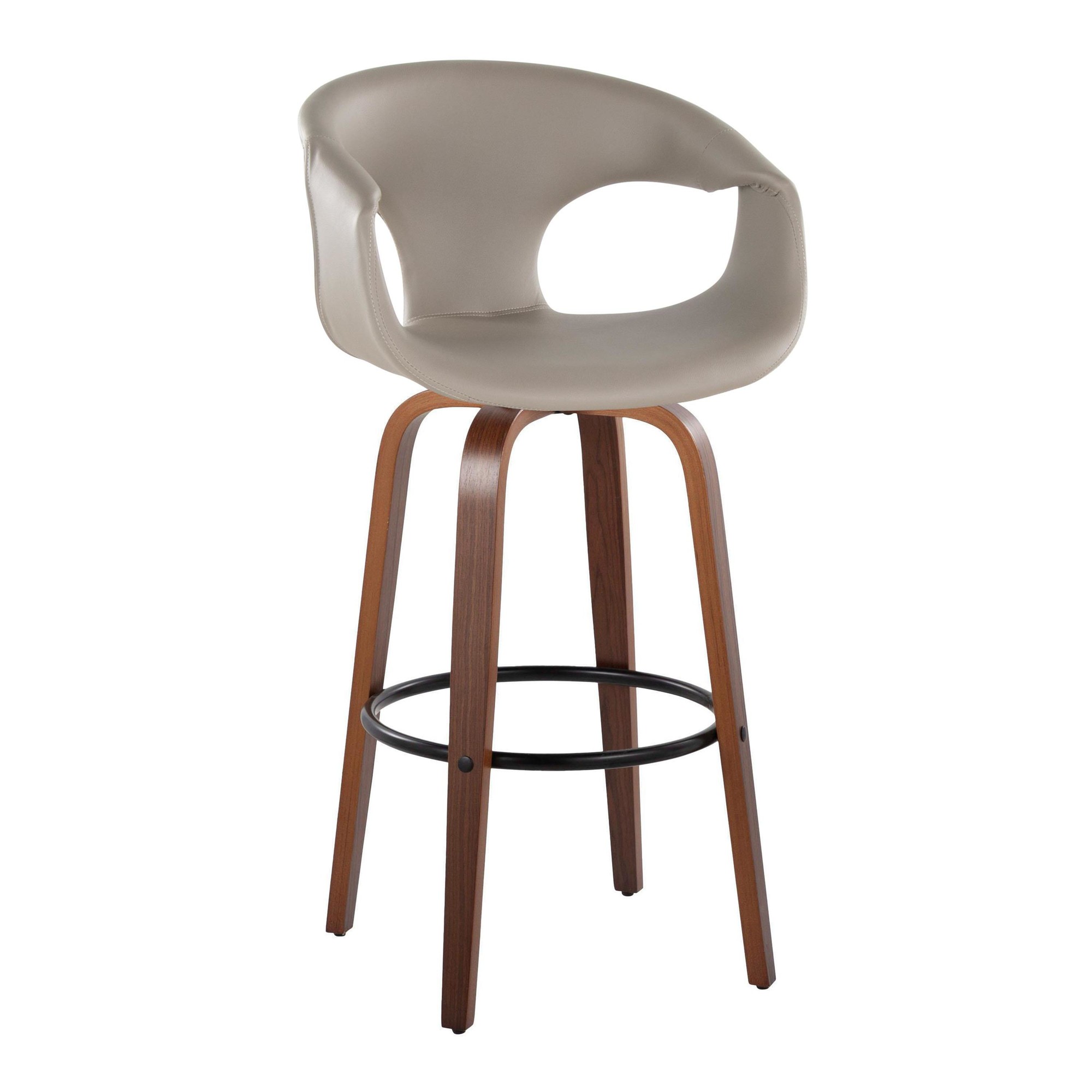 Curva 30 Mid-Century Modern Light Grey Swivel Barstool (Set of 2) 4 Curva 30 Mid-Century Modern Light Grey Swivel Barstool (Set of 2) - Image 4
