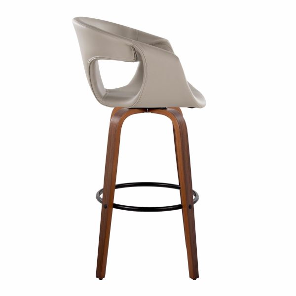Curva 30 Mid Century Modern Light Grey Swivel Barstool Set of 2 4