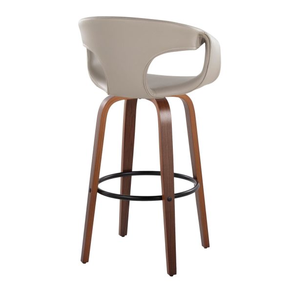 Curva 30 Mid Century Modern Light Grey Swivel Barstool Set of 2 5