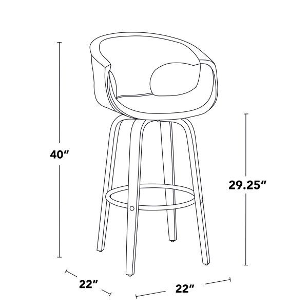 Curva 30 Mid Century Modern Light Grey Swivel Barstool Set of 2 8