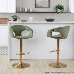 Curva Gold Green Contemporary Adjustable Barstool (Set of 2) 12 Curva Gold Green Contemporary Adjustable Barstool (Set of 2)