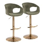Curva Gold Green Contemporary Adjustable Barstool (Set of 2) 13 Curva Gold Green Contemporary Adjustable Barstool (Set of 2)