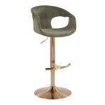 Curva Gold Green Contemporary Adjustable Barstool (Set of 2) 14 Curva Gold Green Contemporary Adjustable Barstool (Set of 2)