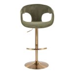Curva Gold Green Contemporary Adjustable Barstool (Set of 2) 18 Curva Gold Green Contemporary Adjustable Barstool (Set of 2)