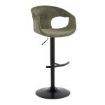 Curva Green Fabric Black Metal Contemporary Adjustable Barstool (Set of 2) 14 Curva Green Fabric Black Metal Contemporary Adjustable Barstool (Set of 2)