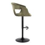 Curva Green Fabric Black Metal Contemporary Adjustable Barstool (Set of 2) 15 Curva Green Fabric Black Metal Contemporary Adjustable Barstool (Set of 2)