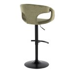 Curva Green Fabric Black Metal Contemporary Adjustable Barstool (Set of 2) 16 Curva Green Fabric Black Metal Contemporary Adjustable Barstool (Set of 2)