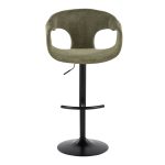 Curva Green Fabric Black Metal Contemporary Adjustable Barstool (Set of 2) 18 Curva Green Fabric Black Metal Contemporary Adjustable Barstool (Set of 2)