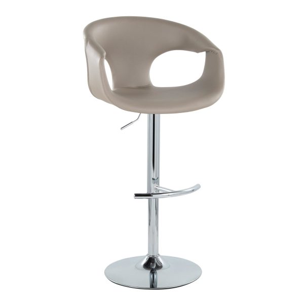 Curva Light Grey Contemporary Adjustable Barstool Set of 2 3