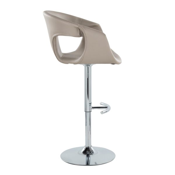 Curva Light Grey Contemporary Adjustable Barstool Set of 2 4