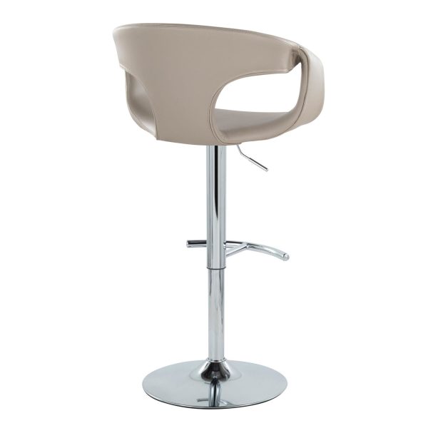 Curva Light Grey Contemporary Adjustable Barstool Set of 2 5