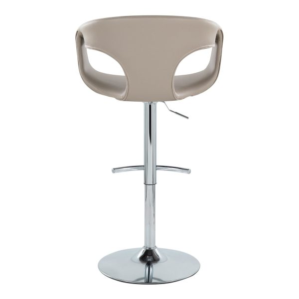 Curva Light Grey Contemporary Adjustable Barstool Set of 2 6