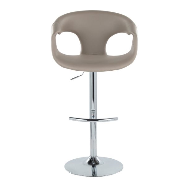 Curva Light Grey Contemporary Adjustable Barstool Set of 2 7