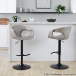 Curva Light Grey Faux Leather Adjustable Barstool (Set of 2)