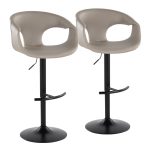 Curva Light Grey Faux Leather Adjustable Barstool (Set of 2)