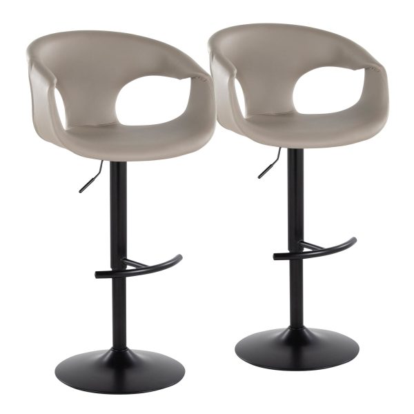 Curva Light Grey Faux Leather Adjustable Barstool Set of 2 2