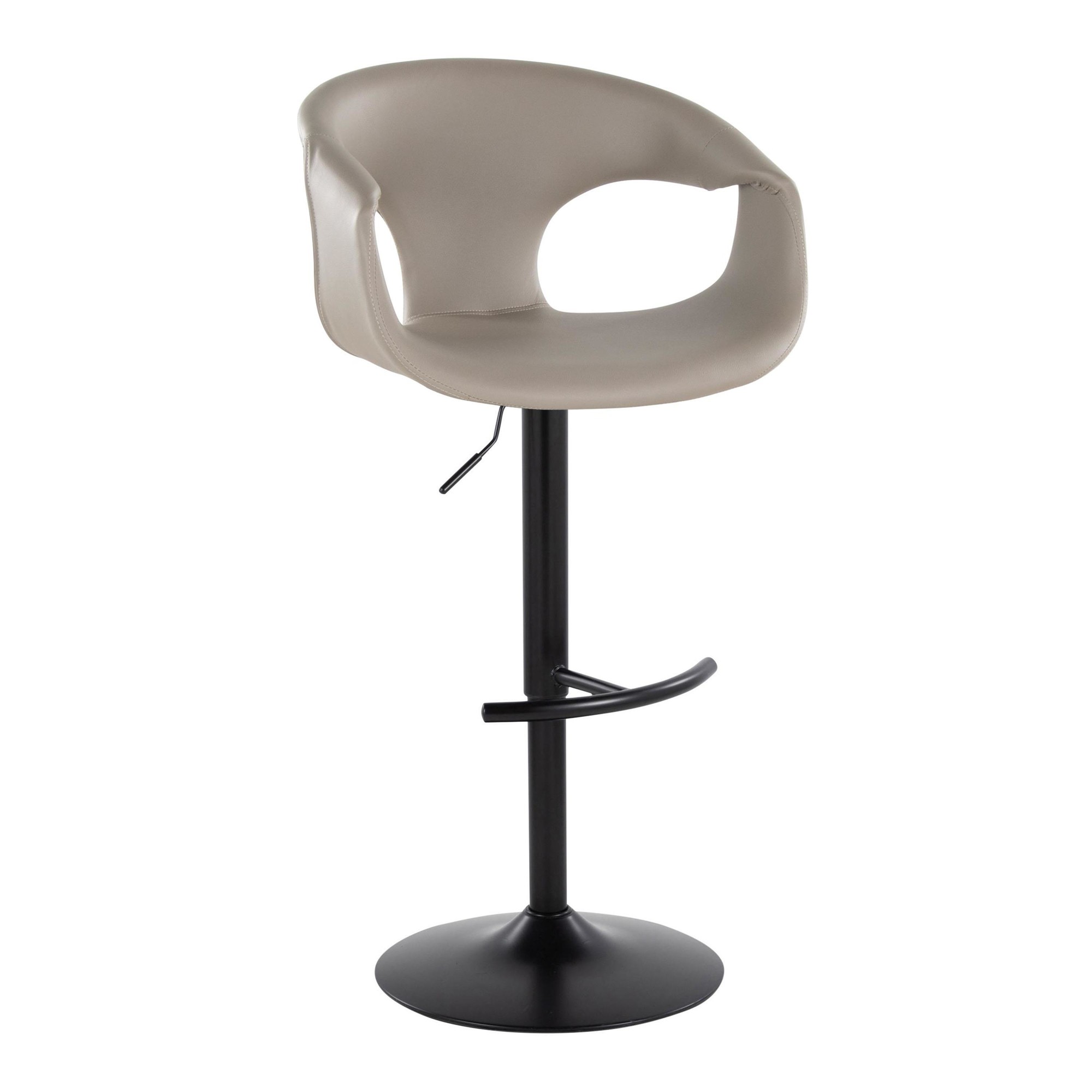 Curva Light Grey Faux Leather Adjustable Barstool (Set of 2) 4 Curva Light Grey Faux Leather Adjustable Barstool (Set of 2) - Image 4