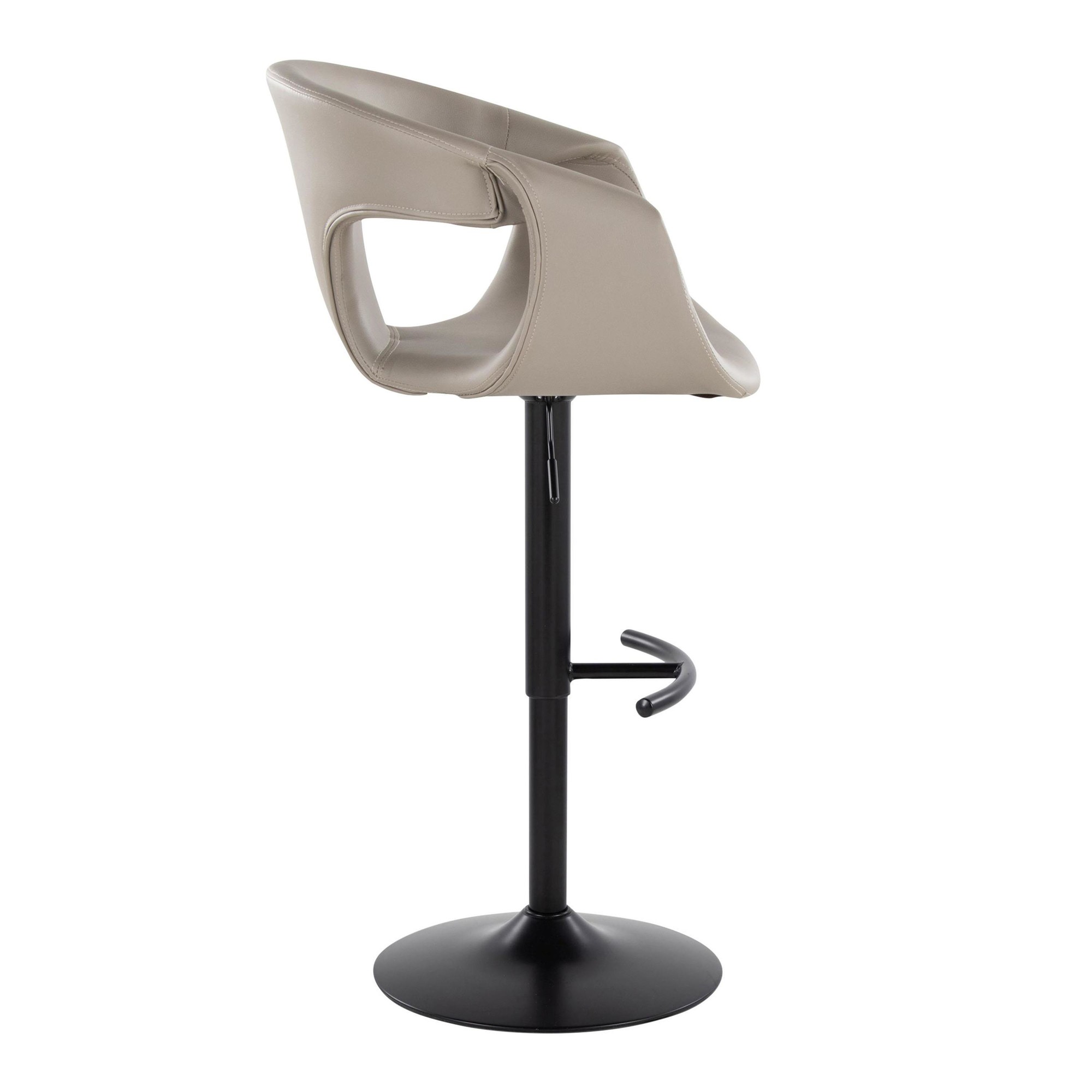 Curva Light Grey Faux Leather Adjustable Barstool (Set of 2) 5 Curva Light Grey Faux Leather Adjustable Barstool (Set of 2) - Image 5