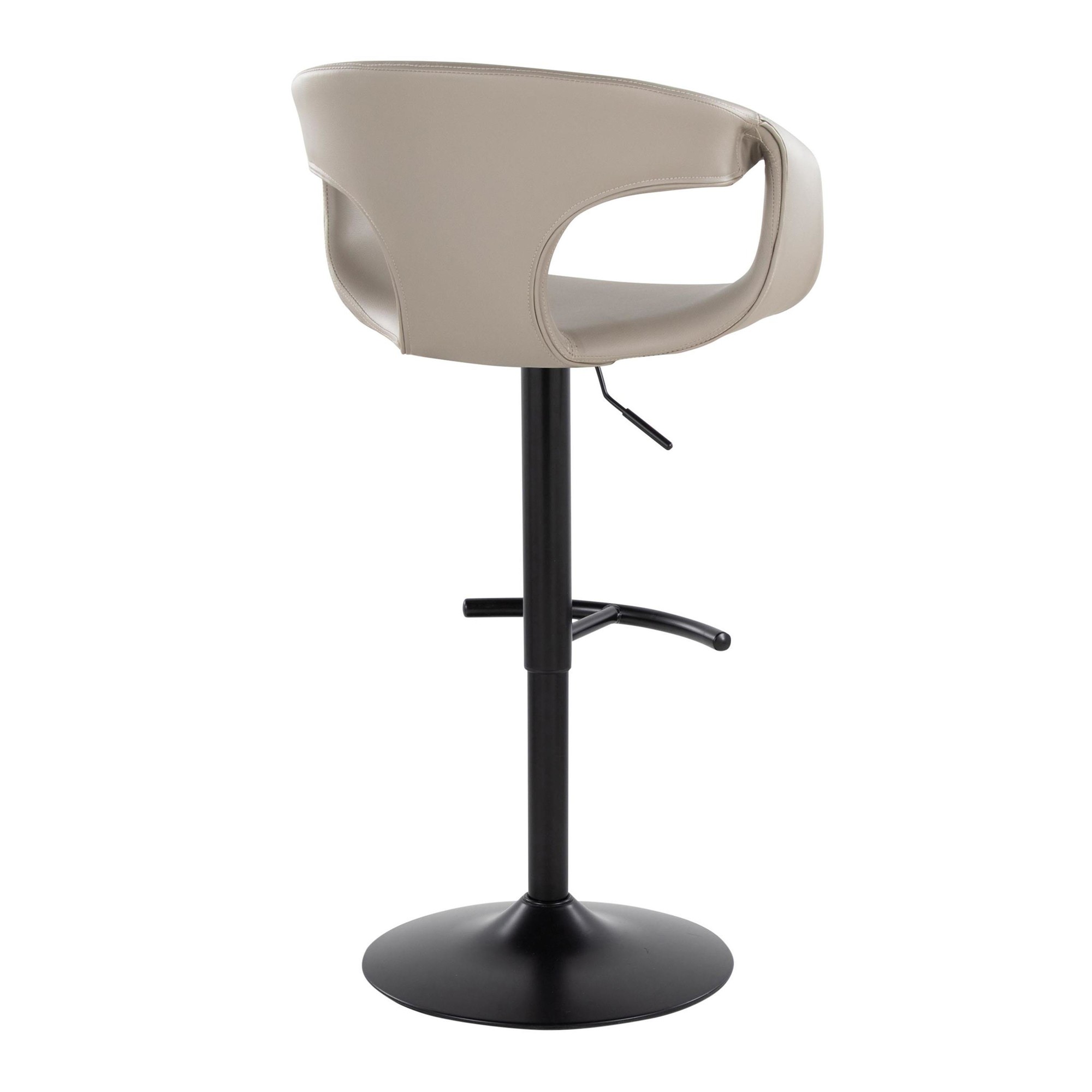 Curva Light Grey Faux Leather Adjustable Barstool (Set of 2) 6 Curva Light Grey Faux Leather Adjustable Barstool (Set of 2) - Image 6