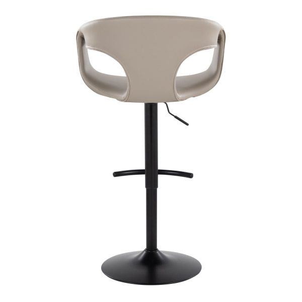 Curva Light Grey Faux Leather Adjustable Barstool Set of 2 6