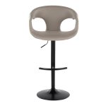 Curva Light Grey Faux Leather Adjustable Barstool (Set of 2)