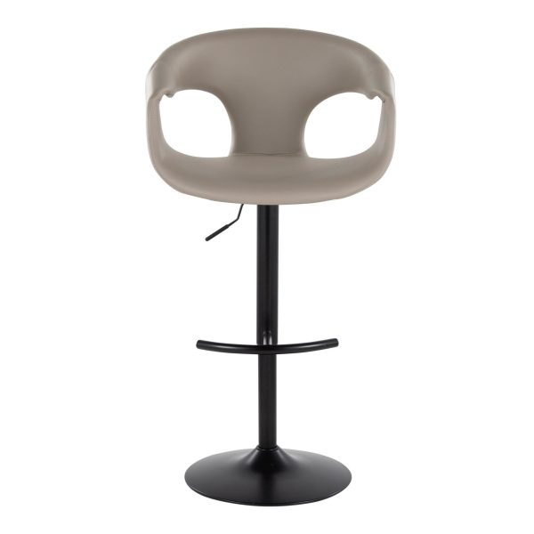 Curva Light Grey Faux Leather Adjustable Barstool Set of 2 7
