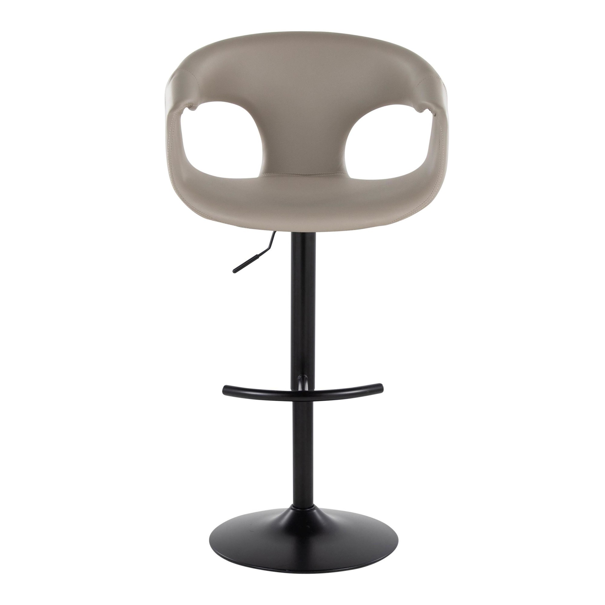 Curva Light Grey Faux Leather Adjustable Barstool (Set of 2) 8 Curva Light Grey Faux Leather Adjustable Barstool (Set of 2) - Image 8