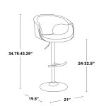 Curva Light Grey Faux Leather Adjustable Barstool (Set of 2)