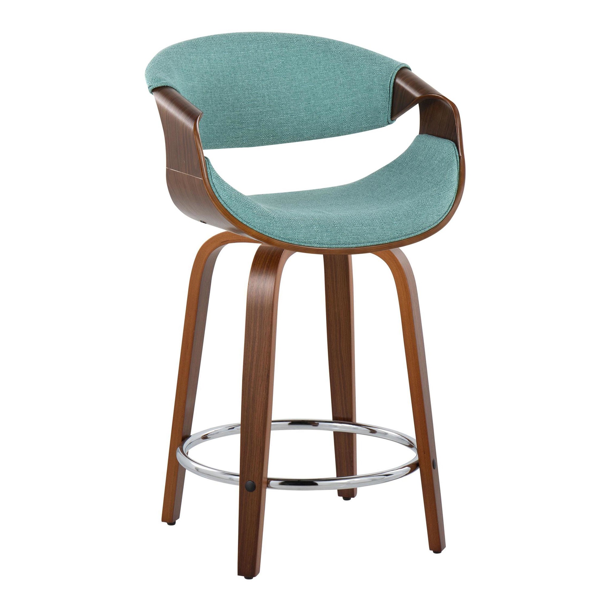 Curvini 24 Mid-Century Modern Teal Counter Stool (Set of 2) 4 Curvini 24 Mid-Century Modern Teal Counter Stool (Set of 2) - Image 4