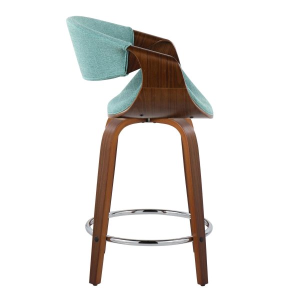 Curvini 24 Mid Century Modern Teal Counter Stool Set of 2 4