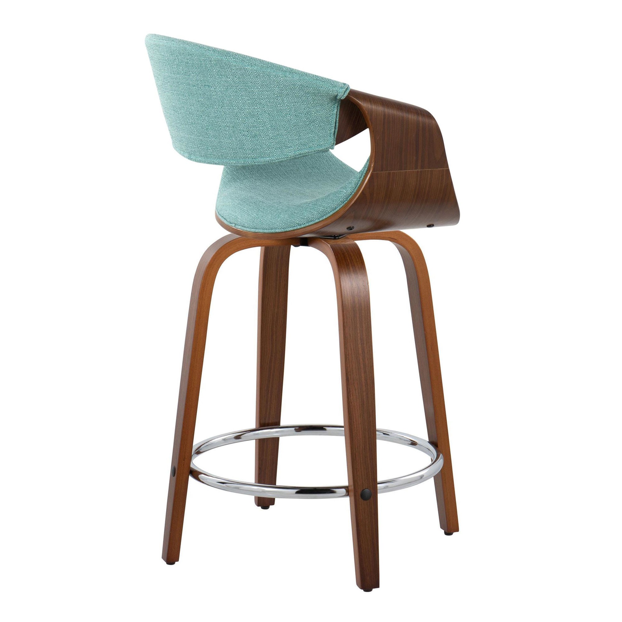 Curvini 24 Mid-Century Modern Teal Counter Stool (Set of 2) 6 Curvini 24 Mid-Century Modern Teal Counter Stool (Set of 2) - Image 6