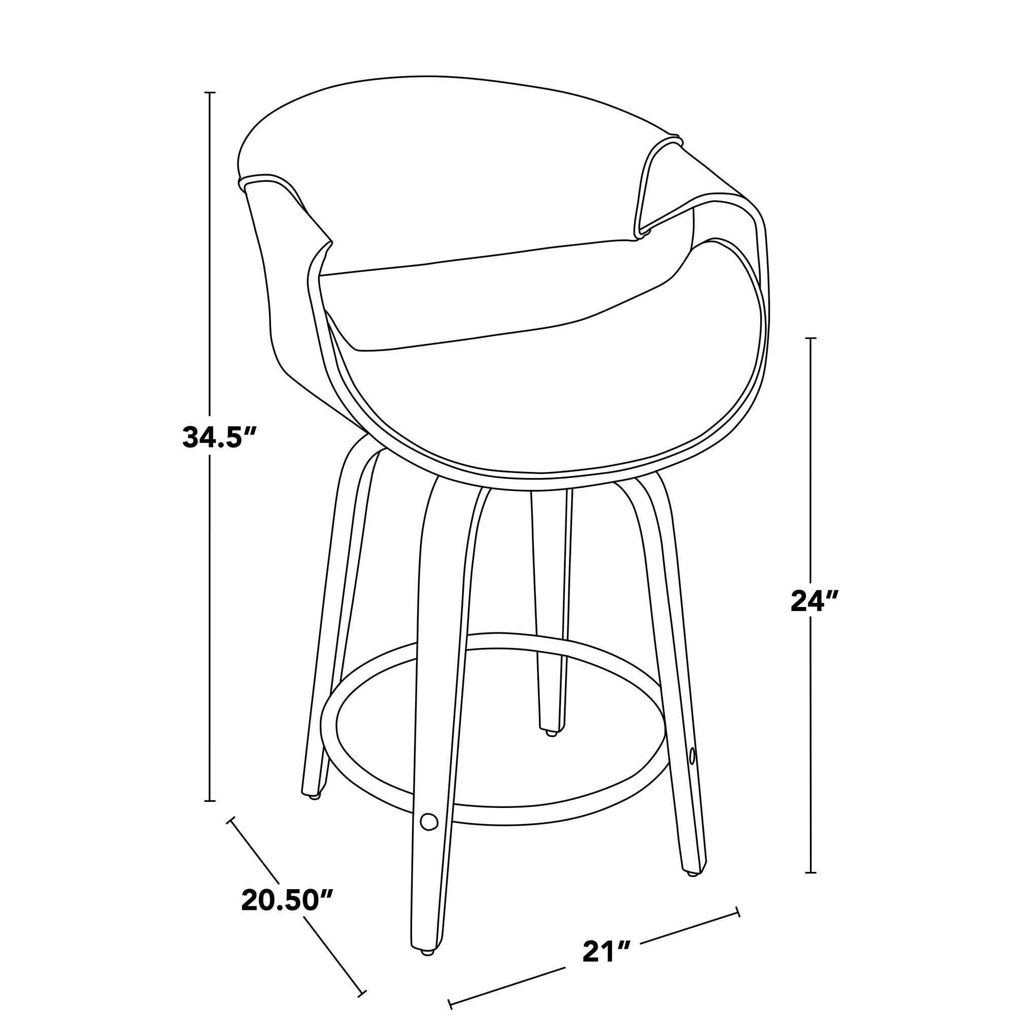 Curvini 24 Mid-Century Modern Teal Counter Stool (Set of 2) 9 Curvini 24 Mid-Century Modern Teal Counter Stool (Set of 2) - Image 9