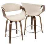 Curvini 24 Mid-Century Modern Walnut Cream Swivel Counter Stools (Set of 2) 15 Curvini 24 Mid-Century Modern Walnut Cream Swivel Counter Stools (Set of 2)