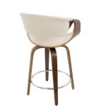 Curvini 24 Mid-Century Modern Walnut Cream Swivel Counter Stools (Set of 2) 18 Curvini 24 Mid-Century Modern Walnut Cream Swivel Counter Stools (Set of 2)