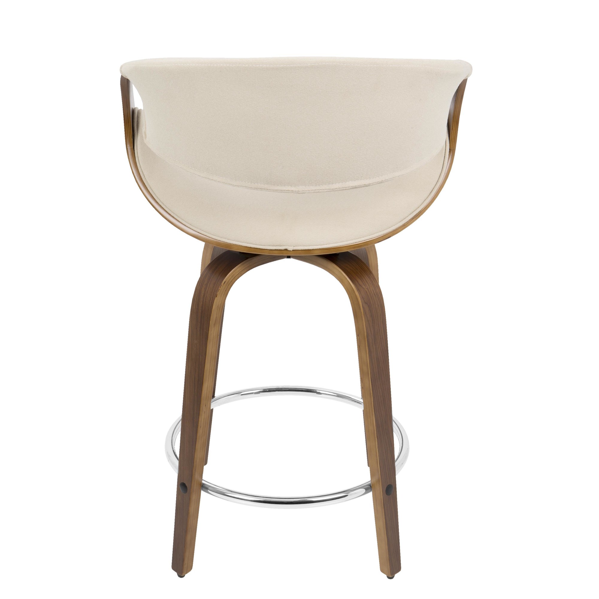 Curvini 24 Mid-Century Modern Walnut Cream Swivel Counter Stools (Set of 2) 8 Curvini 24 Mid-Century Modern Walnut Cream Swivel Counter Stools (Set of 2) - Image 8
