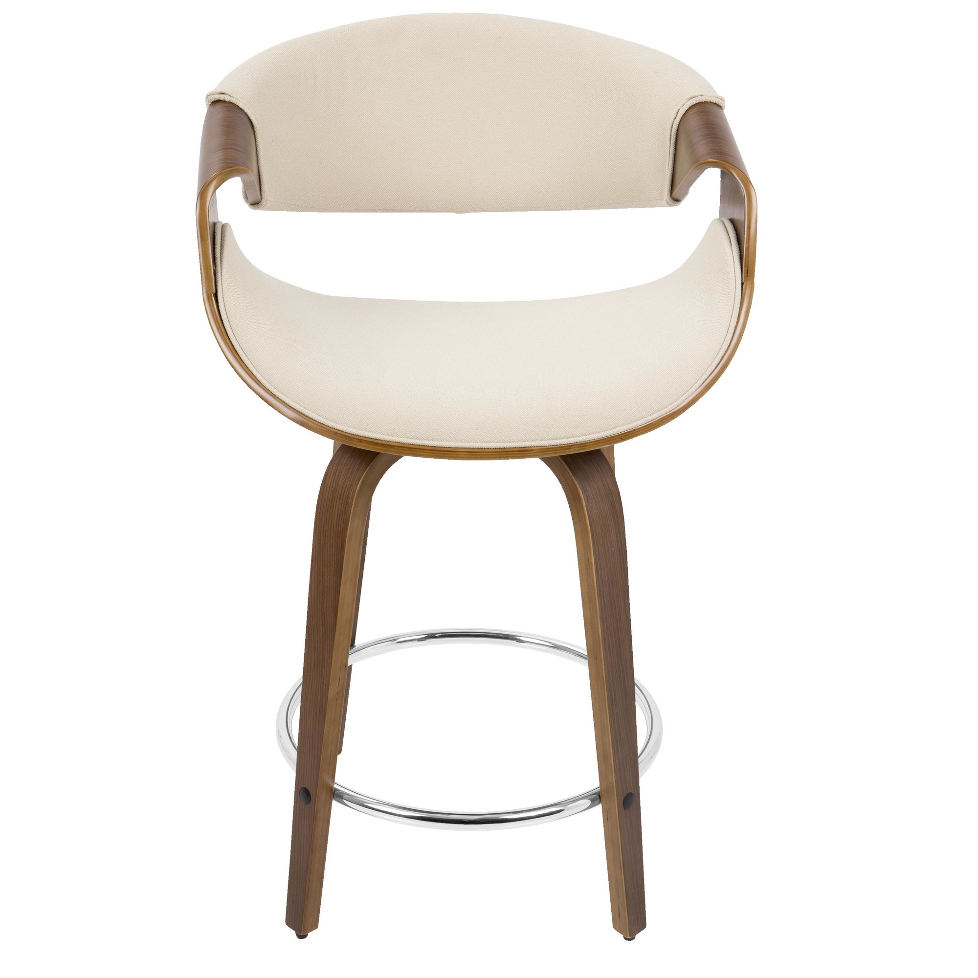 Curvini 24 Mid-Century Modern Walnut Cream Swivel Counter Stools (Set of 2) 9 Curvini 24 Mid-Century Modern Walnut Cream Swivel Counter Stools (Set of 2) - Image 9