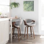 Curvini 24 Mid-Century Walnut and Light Grey Swivel Stool (Set of 2) 15 Curvini 24 Mid-Century Walnut and Light Grey Swivel Stool (Set of 2)