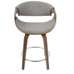 Curvini 24 Mid-Century Walnut and Light Grey Swivel Stool (Set of 2) 24 Curvini 24 Mid-Century Walnut and Light Grey Swivel Stool (Set of 2)