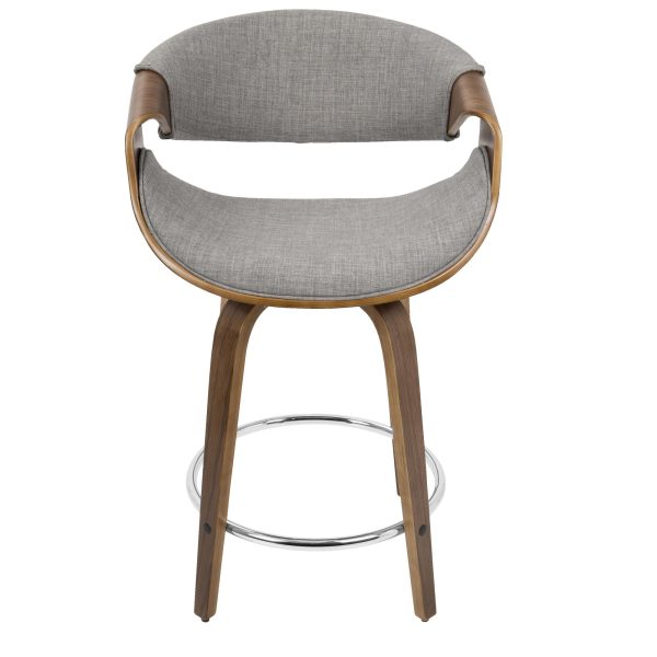 Curvini 24 Mid Century Walnut and Light Grey Swivel Stool Set of 2 10