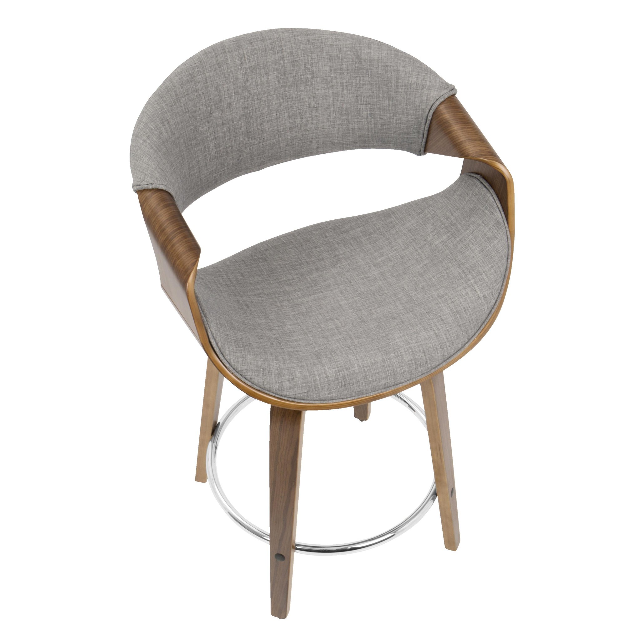 Curvini 24 Mid-Century Walnut and Light Grey Swivel Stool (Set of 2) 12 Curvini 24 Mid-Century Walnut and Light Grey Swivel Stool (Set of 2) - Image 12