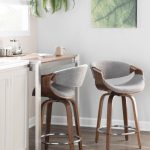 Curvini 24 Mid-Century Walnut and Light Grey Swivel Stool (Set of 2) 16 Curvini 24 Mid-Century Walnut and Light Grey Swivel Stool (Set of 2)